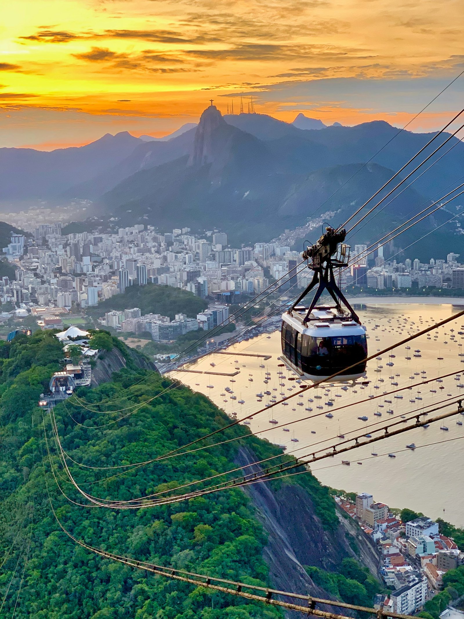 Rio de Janeiro sunset over Sugarloaf Mountain and Guanabara Bay
